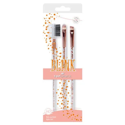 Top Choice Blink, Pędzel do cieni + pędzel do cieni, kresek i brwi + grzebyk ze szczoteczką do rzęs i brwi 38020
