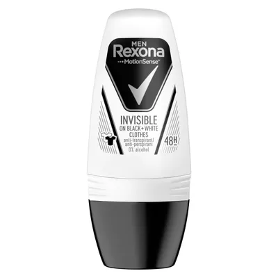 Rexona Men Motionsense, Invisible on Black + White Clothes, Anti-perspirant 48h Roll-on (Dezodorant antyperspiracyjny w kulce)