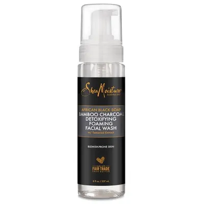 Shea Moisture African Black Soap, Bamboo Charcoal Detoxifying Foaming Facial Wash (Pianka do mycia twarzy z czarnym mydłem i węglem bambusowym)