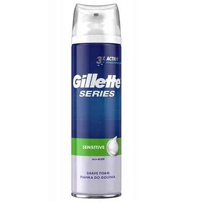 Gillette Series, Sensitive Shave Foam with Aloe (Pianka do golenia skóry wrażliwej z aloesem)