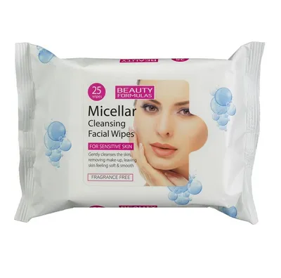 Beauty Formulas Micellar Cleansing Facial Wipes For Sensitive Skin (Chusteczki nawilżane do demakijażu)
