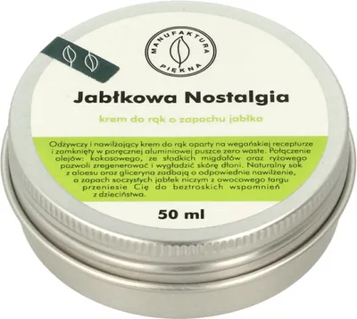 Manufaktura Piękna Krem do rąk o zapachu jabłka `Jabłkowa Nostalgia `