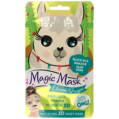 Eveline Cosmetics Magic Mask, Matująca maska w płacie 3D `Lama Queen`