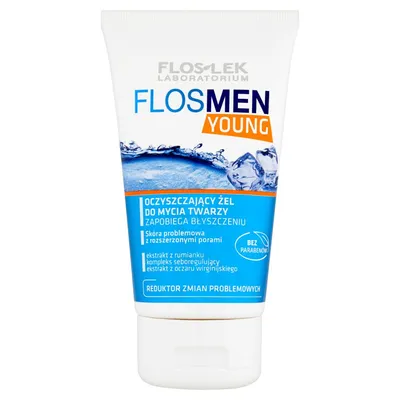 Floslek Flos Men Young, Oczyszczający żel do mycia twarzy