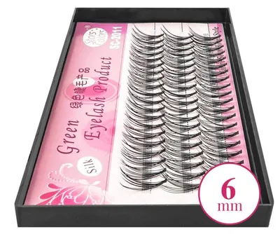 Stars Colors Green Eyelash Product Silk, Kępki rzęs 6 mm