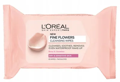 L'Oreal Paris Fine Flowers Cleansing Wipes (Oczyszczające chusteczki do demakijażu twarzy i oczu skóra normalna i  mieszana)