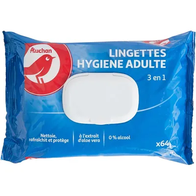 Auchan Lingettes Hygiene Adulte 3 en 1 (Chusteczki do higieny intymnej dla dorosłych)