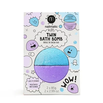 Nailmatic Twin Bath Bomb (Koloryzująca i kojąca kula do kapieli dla dzieci)