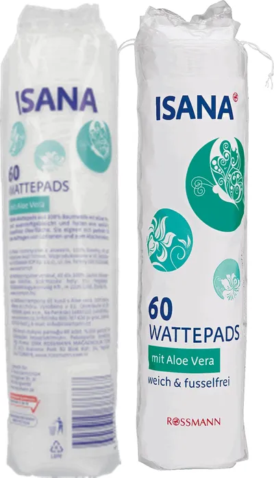 Isana Wattepads mit Aloe Vera (nowa wersja) (Płatki kosmetyczne z aloesem)