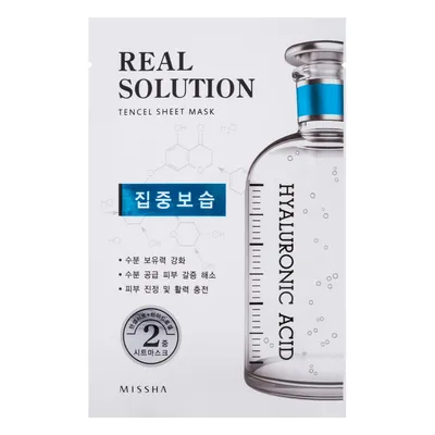 Missha Real Solution, Tencel Sheet Mask, Hyaluronic Acid (Intensywnie nawilżająca maska w płachcie z kwasem hialuronowym)
