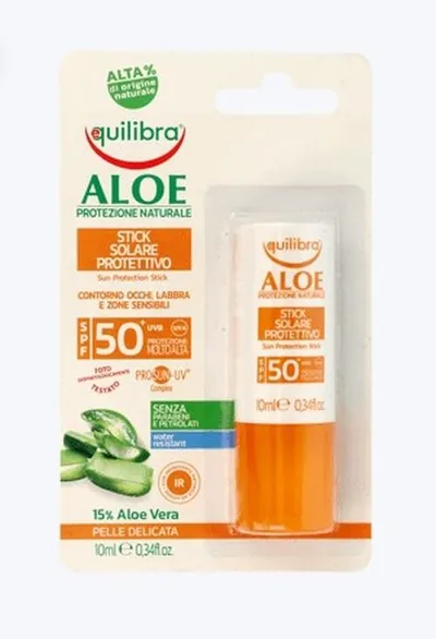 Equilibra Aloe Protezione Naturale, Stick Solare Protettivo SPF50+ (Aloesowy sztyft przeciwsłoneczny)