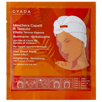 Gyada Maschera Capelli In Tessuto Effetto Termo-Vapore - Illuminante E Rivitalizzante [Enlightening and Revitalizing Hair Sheet Mask] (Rewitalizująco-rozświetlająca kuracja w płachcie do włosów)
