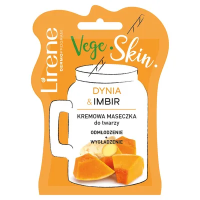 Lirene Dermoprogram Vege Skin, Kremowa maseczka do twarzy `Dynia & imbir`