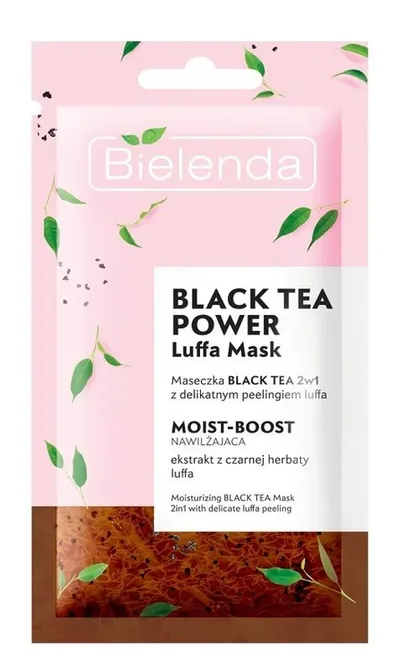 Bielenda Black Tea Power Luffa Mask Moist-Boost (Maseczka do twarzy z delikatnym peelingiem 2 w 1)