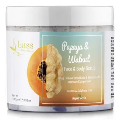 Lass Naturals Papaya & Walnut Face & Body Scrub (Peeling do twarzy i ciała `Papaja i orzech włoski`)