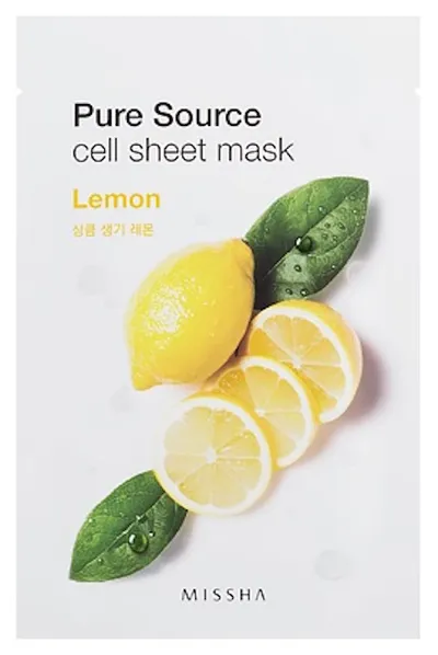Missha Pure Source, Cell Sheet Mask Lemon (Maseczka w płachcie z wyciągiem z cytryny)