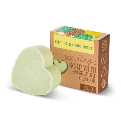 Sapunoteka Citronella & Eucalyptus Soap with sea Salt and Olive Oil (Mydło solne `Cytronella i eukaliptus`)