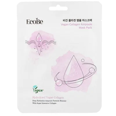 EcoBe Vegan Collagen, Ampoule Mask Pack (Maska w płachcie z wegańskim kolagenem)
