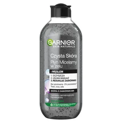 Garnier Skin Naturals, Czysta Skóra, Płyn micelarny w żelu z węglem