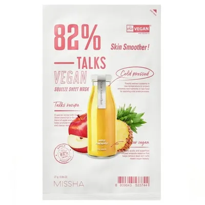 Missha Talks Vegan, Squeeze Sheet Mask Skin Smoother (Złuszczająca maseczka w płachcie)