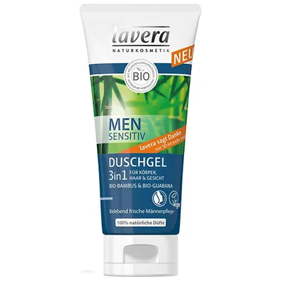 Lavera Men, Sensitive 3 in 1 Duschgel (Żel pod prysznic dla mężczyzn do ciała, włosów, twarzy)