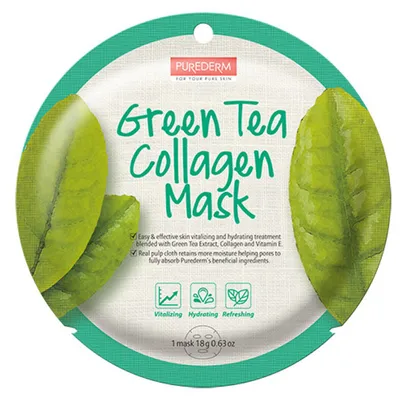 Purederm Green Tea, Collagen Mask (Maska kolagenowa z zieloną herbatą)