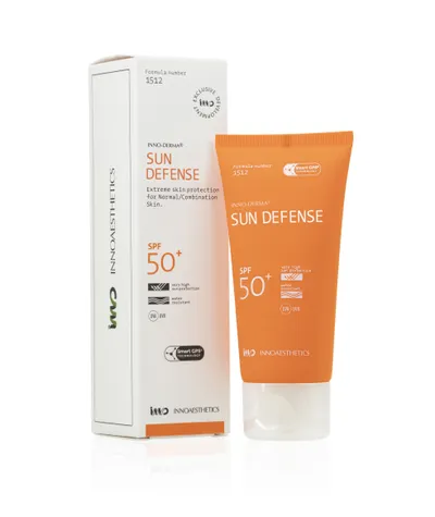 Innoaesthetics Inno- Derma, Sun Defense for Normal / Combination Skin  SPF 50+ (Pielęgnujący krem ochronny SPF 50+ dla każdego rodzaju skóry)