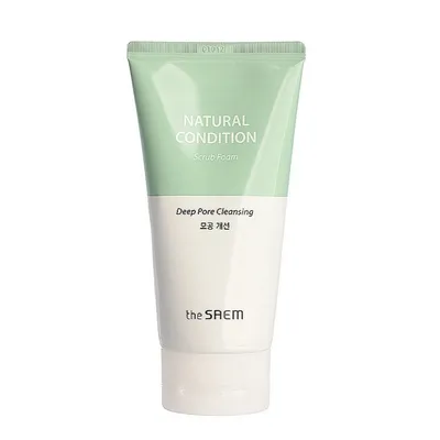 The Saem Natural Condition, Scrub Foam Deep Pore Cleansing (Pianka peelingująca do mycia twarzy)