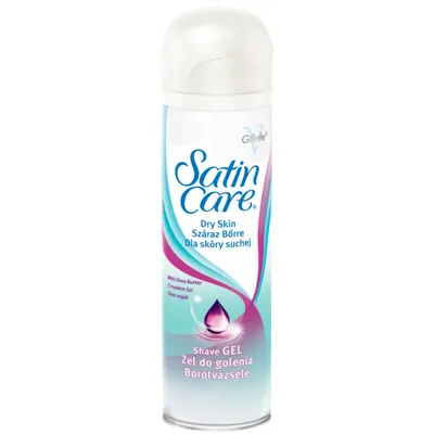 Gillette For Women, Satin Care, Dry Skin Shave Gel (Żel do golenia dla kobiet dla skóry suchej z masłem shea (nowa wersja))