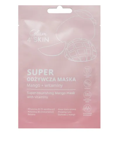 Glam Shop Glam4SKIN, Super-Nourishing Mango mask with vitamins (Maska w płachcie super odżywcza Mango + Witaminy)