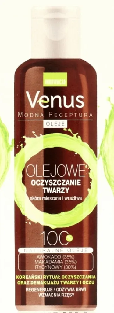Venus Modna Receptura Oleje, Olejowe oczyszczanie twarzy skóra mieszana i wrażliwa