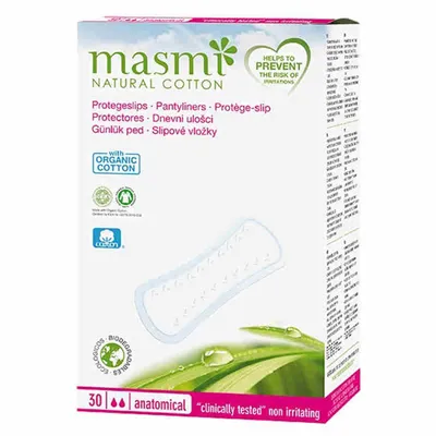 Masmi Natural Cotton, Pantyliners Anatomical (Wkładki higieniczne o kształcie anatomicznym)