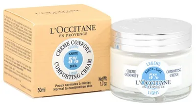 L'Occitane 5% Shea Butter Light Comforting Cream [Karite Creme Confort Legere] (Lekki kojący krem `Masło shea`)