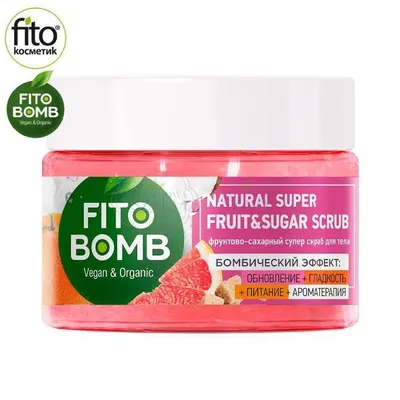 Fitokosmetik Fito Bomb, Cukrowy super peeling do ciała `Odnowa + gładkość + odżywienie + aromaterapia`