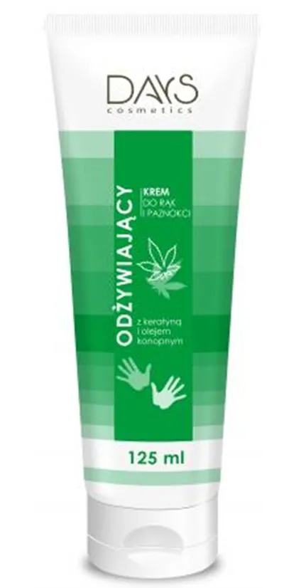 Days Cosmetics Odżywiający krem do rąk i paznokci z keratyną i olejem konopnym