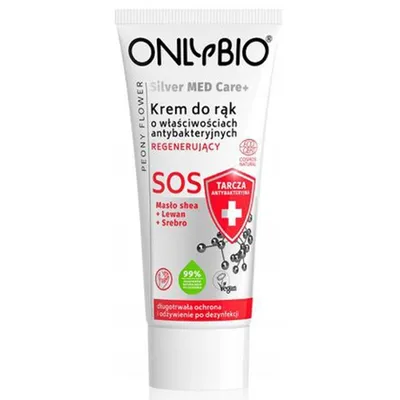 OnlyBio Silver Med Care + , Krem do rąk regenerujący o właściwościach antybakteryjnych