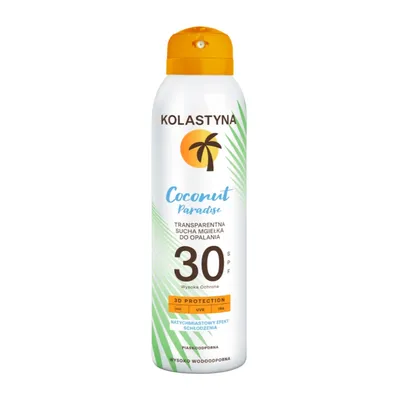 Kolastyna Coconut Paradise, Transparentna sucha mgiełka do opalania SPF 30(nowa wersja)