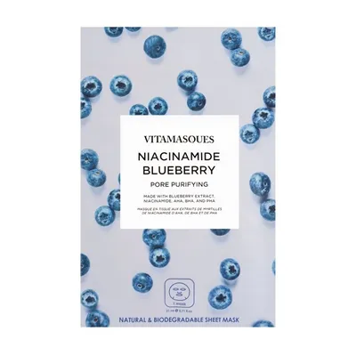 Vitamasques Niacinamide Blueberry Face Sheet Mask (Maska w płachcie z niacynamidem i borówką)