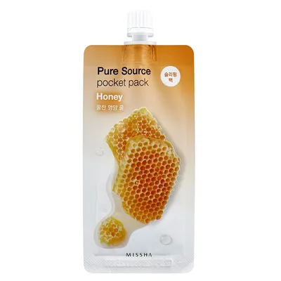 Missha Pure Source, Pocket Pack `Honey` (Odżywcza maseczka na noc na bazie miodu)