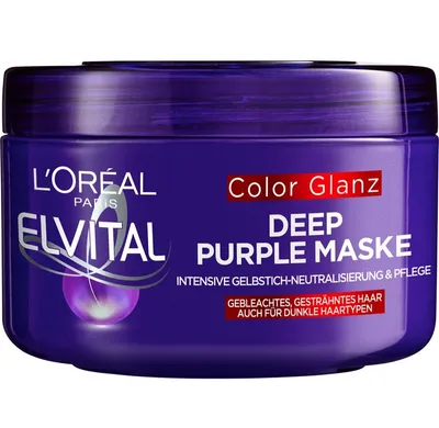L'Oreal Paris Elvital, Color Glanz Deep Purple Maske (Maska do włosów  blond przeciw żółtym odcieniom)
