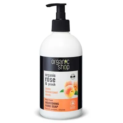 Organic Shop Organic Peach and Rose, Nourishing Hand Soap (Odżywcze mydło w płynie `Oganiczna mięta i jaśmin`)