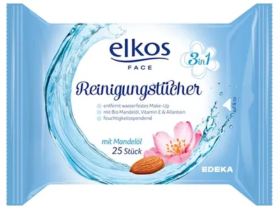 Elkos Face, Reinigungstücher3 in 1  mit Mandelöl (Chusteczki do demakijażu z olejkiem migdałowym)