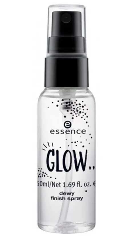 Essence Glow, Dewy Finish Spray (Spray utrwalający makijaż)