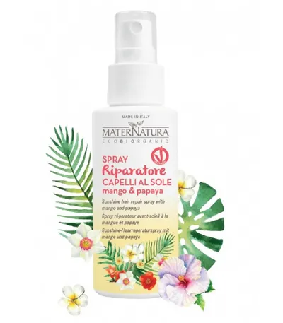 MaterNatura Spray Capelli Riparatore al Sole Mango & Papaya (Spray regenerujący do włosów z mango i papają)