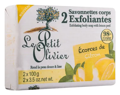 Le Petit Olivier 2 Savonnettes Corps Exfoliantes Ecorces de Citron (Mydło peelingujące)