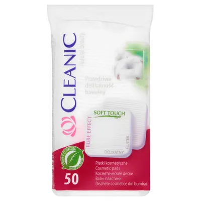 Cleanic Pure Effect Soft Touch, Płatki kosmetyczne kwadratowe