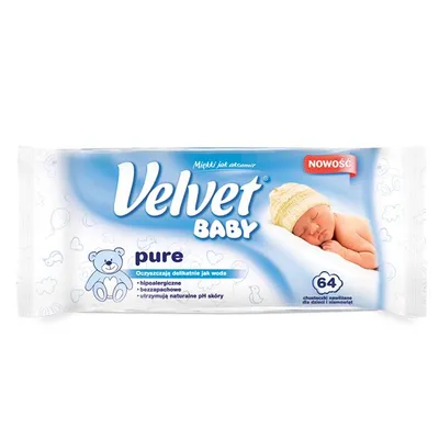 Velvet Baby, Chusteczki nawilżane dla dzieci i niemowląt `Pure`