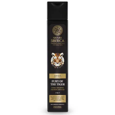 Natura Siberica Men, Energetyzujący szampon do mycia włosów i ciała 2w1 'Wściekłość tygrysa'