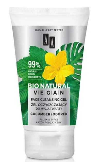 AA Bio Natural Vegan, Żel oczyszczający do mycia twarzy `Ogórek`