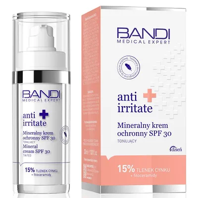Bandi Medical Anti Irritate, Mineralny krem ochronny SPF 30 tonujący